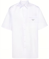 PRADA SS24 White Cotton Short-Sleeve Shirt with Logo. UCS503-1XV2-F0009-S-OOO PRADA SS24 White Cotton Short-Sleeve Shirt with Logo. UCS503-1XV2-F0009-S-OOO