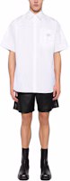 Lookbook PRADA SS24 Kemeja Putih Lengan Pendek Katun dengan Logo. UCS503-1XV2-F0009-S-OOO