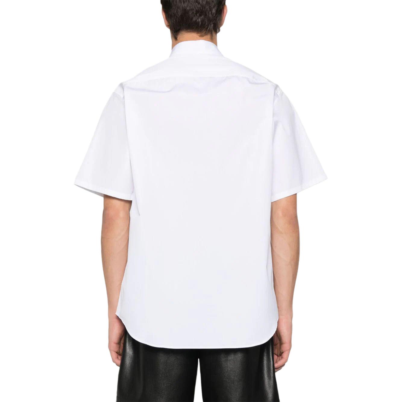 Shop PRADA SS24 白色棉質短袖襯衫附標誌。 UCS503-1XV2-F0009-S-OOO