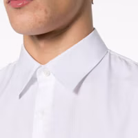 Details for PRADA SS24 Kemeja Putih Lengan Pendek Katun dengan Logo. UCS503-1XV2-F0009-S-OOO