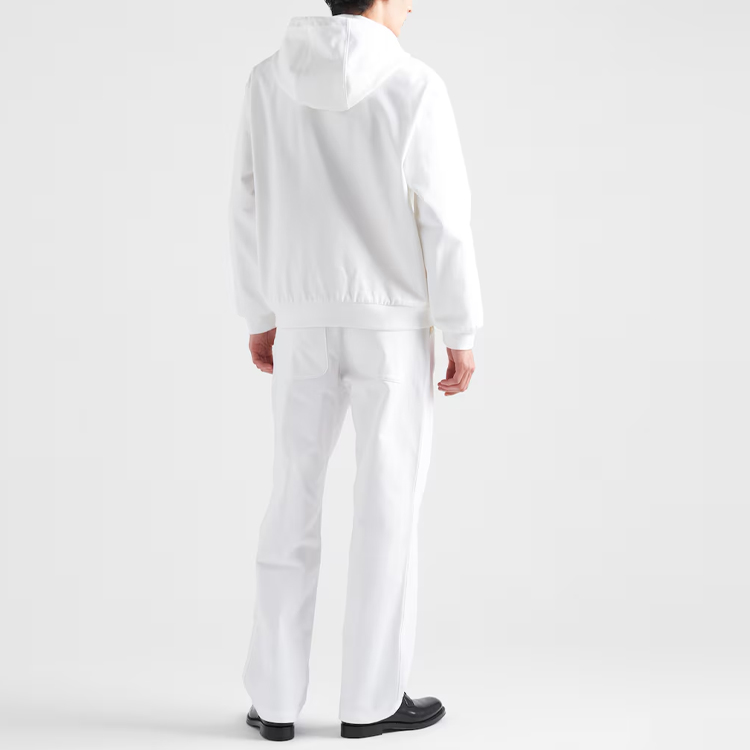 Shop 普拉达 SS24 白色连帽拉链徽标夹克 GEB259-1ZFB-F01CD-S-OOO