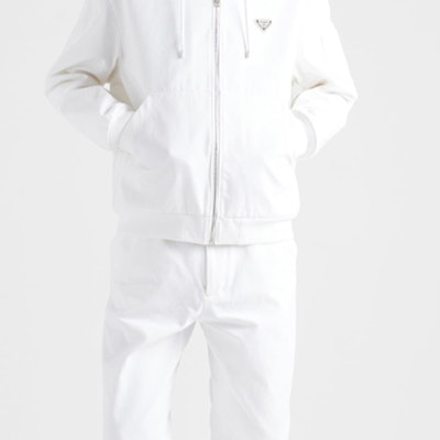 普拉达 SS24 白色连帽拉链徽标夹克 GEB259-1ZFB-F01CD-S-OOO Cheap 普拉达 SS24 白色连帽拉链徽标夹克 GEB259-1ZFB-F01CD-S-OOO