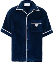 PRADA SS24 Badge Single-Breasted Straight-Cut Short-Sleeve Shirt Navy Blue Men SC559-1ZR3-F0008-S-212 PRADA SS24 Badge Single-Breasted Straight-Cut Short-Sleeve Shirt Navy Blue Men SC559-1ZR3-F0008-S-212