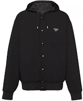 Prada SS24 Black Hoodie Jacket with Logo Badge and Single Button UJL43B-14LA-F0806-S-OOO Prada SS24 Black Hoodie Jacket with Logo Badge and Single Button UJL43B-14LA-F0806-S-OOO