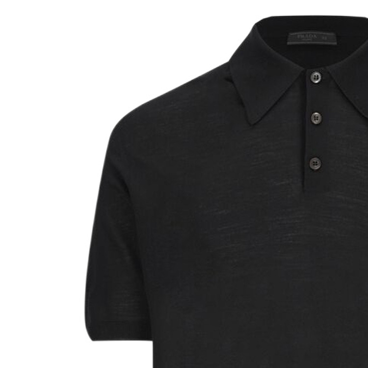 PRADA SS24 Black Logo Print Casual Short Sleeve Polo Shirt for Men. UMB267-1ZLE-F0002 圖 4
