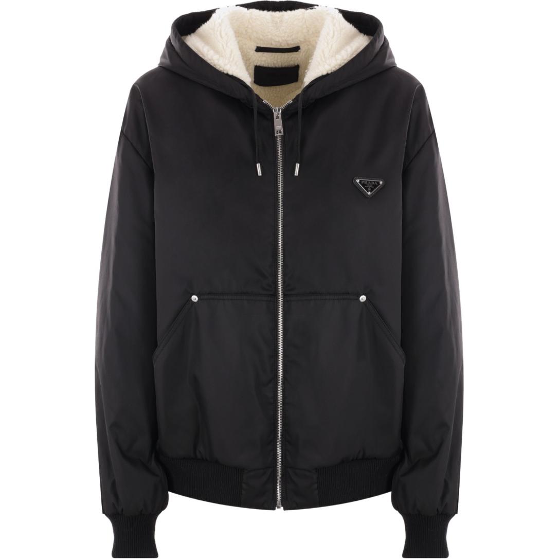 Prada SS24 Black Logo Zip-Up Hoodie Jacket Unisex SGC585-1WQ8-F0002-S-OOO