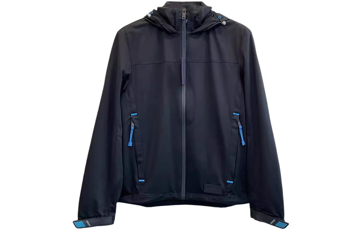 Prada SS24 Black Zipper Hoodie Jacket Long Sleeve Casual Outerwear UJL118-1MO4-F014B