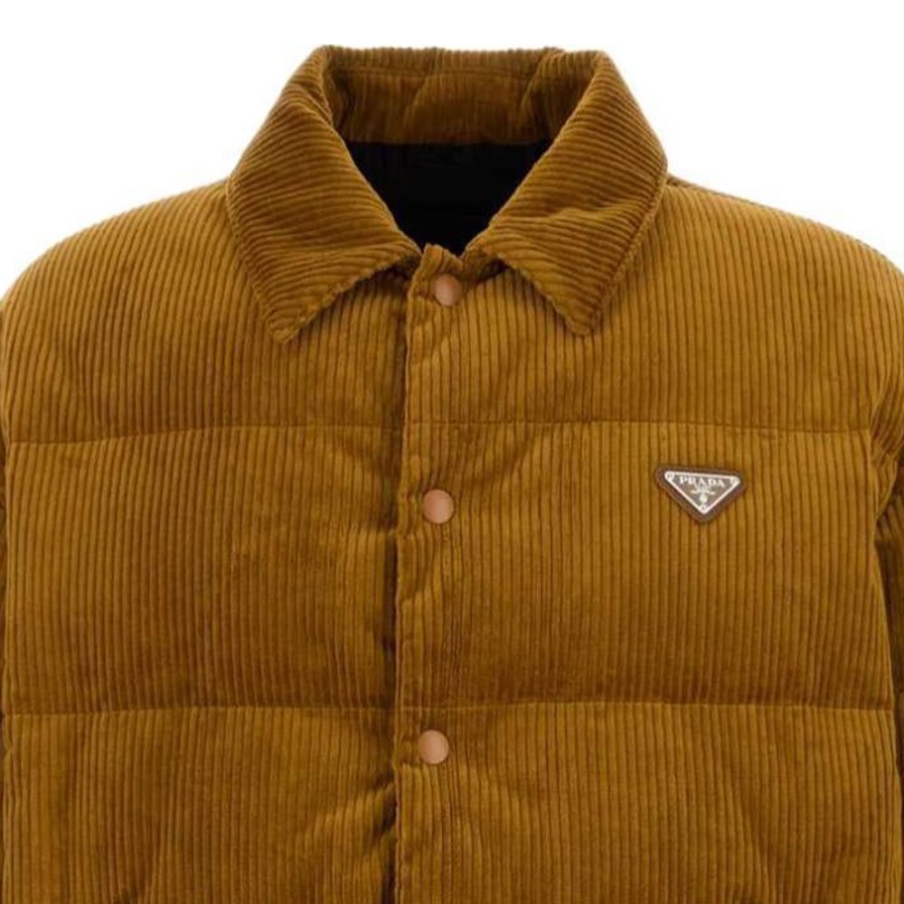 Purchase PRADA SS24 Logo Caramel Brown Long Sleeve Down Jacket for Men. SGC69-413YO-F0346-S-OOO