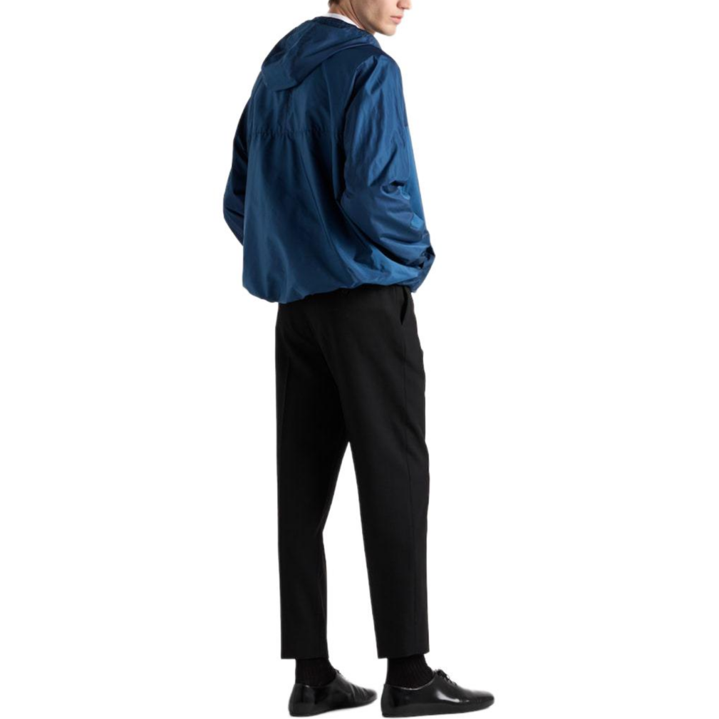 Shop PRADA SS24 Logo Patch Casual Loose Fit Hooded Pilot Jacket Men Blue SGC601-1WQ9-F0AFC-S-OOO