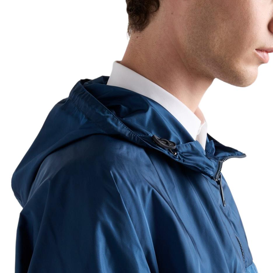 Details for PRADA SS24 Logo Patch Casual Loose Fit Hooded Pilot Jacket Men Blue SGC601-1WQ9-F0AFC-S-OOO