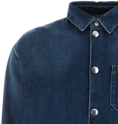 普拉达 SS24 标志补丁单排扣男士蓝色牛仔夹克. GEC066-14EF-F0008-S-212 Shop 普拉达 SS24 标志补丁单排扣男士蓝色牛仔夹克. GEC066-14EF-F0008-S-212