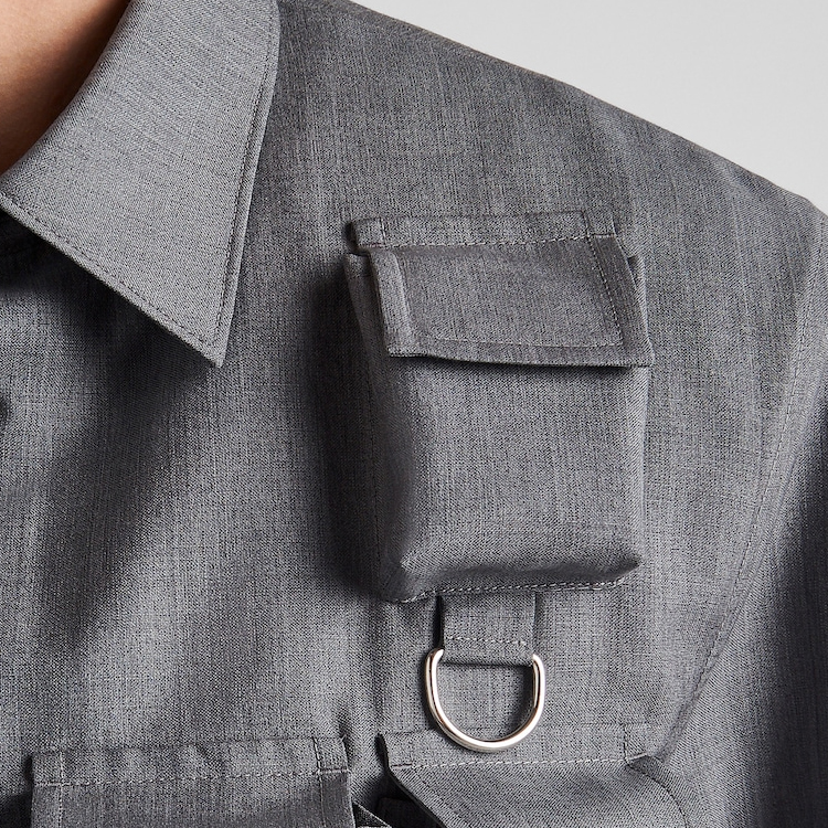 Sizing Prada SS24 修身單排扣口袋長袖外套 灰色 UGI267-1P3Z-F0031-S-AAO