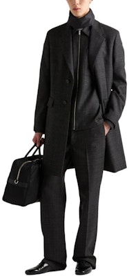 PRADA SS24 條紋Logo拉鍊翻領長袖襯衫 男士深炭灰 SC540-15OW-F0308-S-211 Shop PRADA SS24 條紋Logo拉鍊翻領長袖襯衫 男士深炭灰 SC540-15OW-F0308-S-211