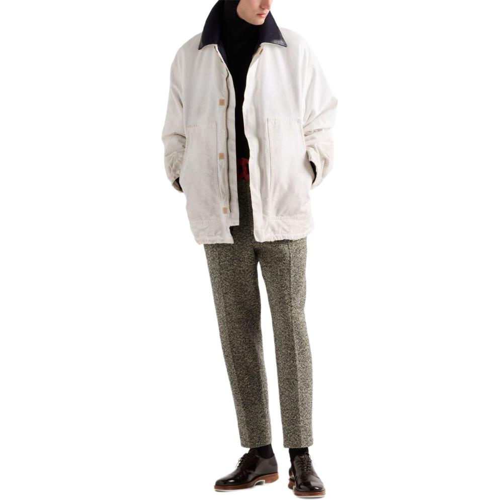 PRADA SS24 Vintage Effect Logo Badge  White Long-Sleeve Jacket. SGC698-14W7-F0009-S-OOO 圖 3