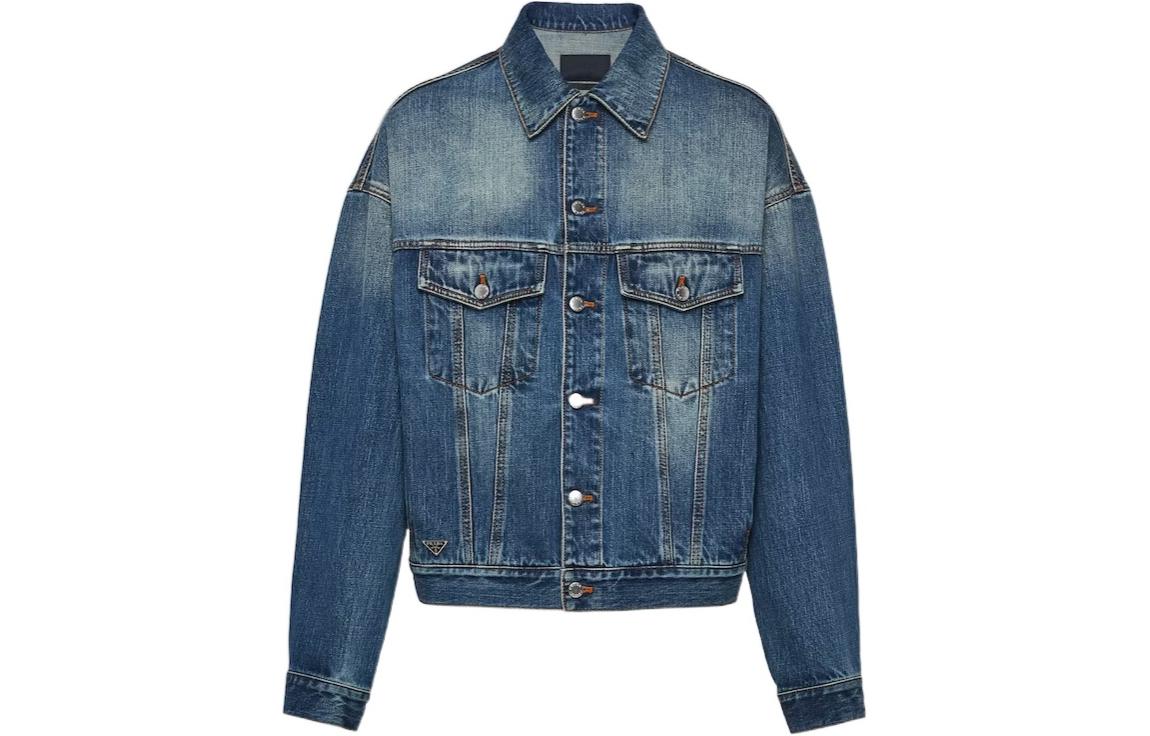 Order 普拉达SS24 男士水洗单排扣蓝色牛仔夹克 GEB257-14EF-F0008-S-OOO
