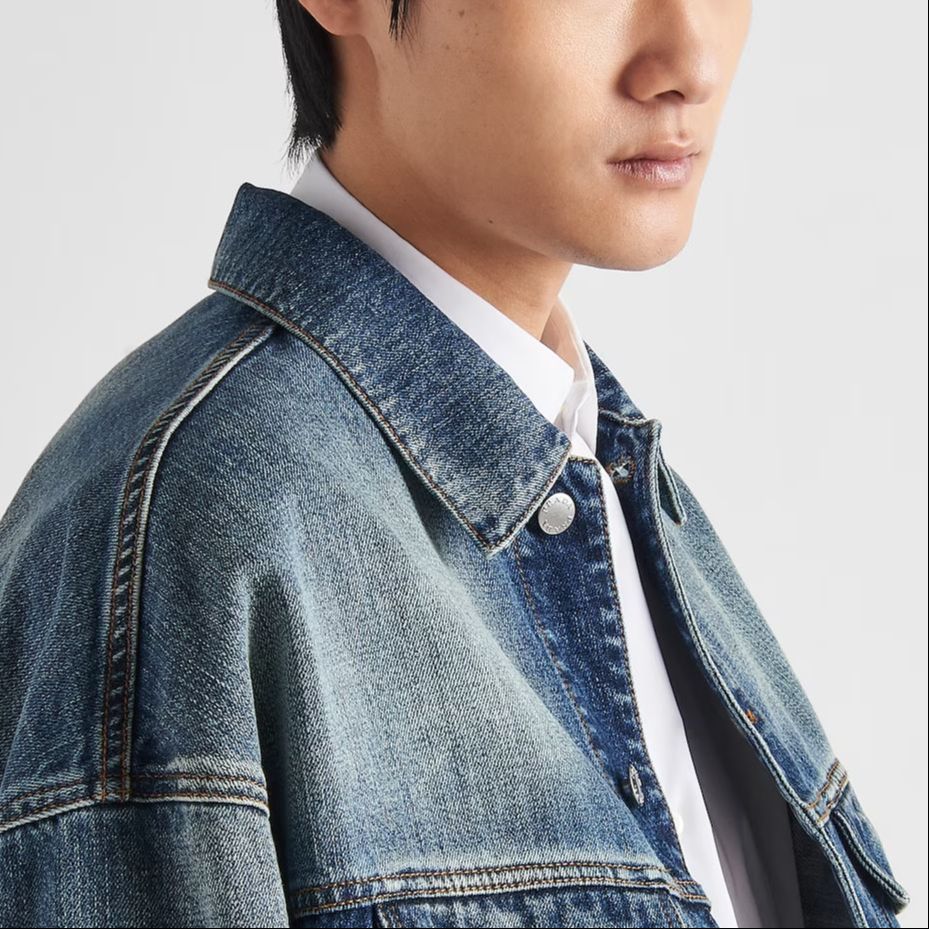 Details for 普拉达SS24 男士水洗单排扣蓝色牛仔夹克 GEB257-14EF-F0008-S-OOO