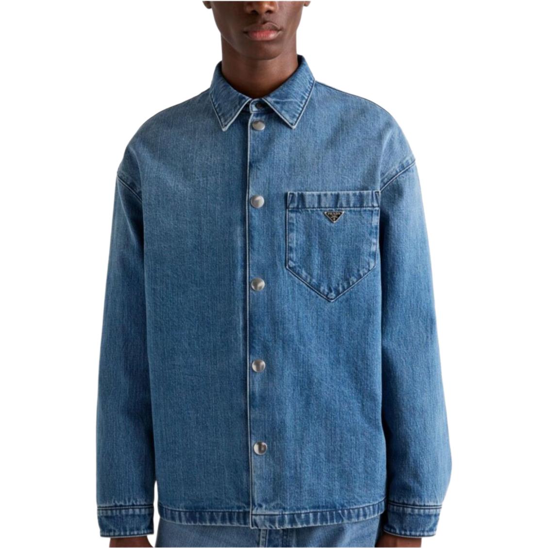 PRADA SS24 Washed Single-Breasted Long-Sleeve Shirt Men’s Light Blue GEC071-15N1-FOV3N-S-212 圖 4