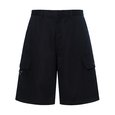 PRADA SS25 Black Cotton Pocket Casual Shorts. SPH472-11BZ-F0002-S-OOO