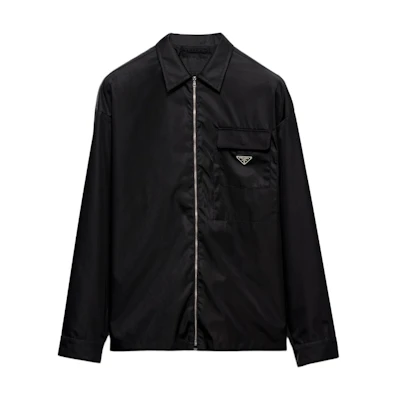 PRADA SS25 Recycled Nylon Badge Zip-Up Black Jacket SC810-16HH-F0002-S-OOO
