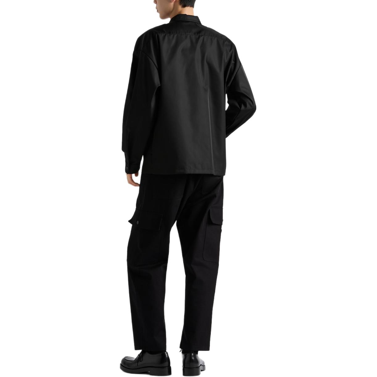 Shop PRADA SS25  Recycled Nylon Badge Zip-Up Black Jacket SC810-16HH-F0002-S-OOO