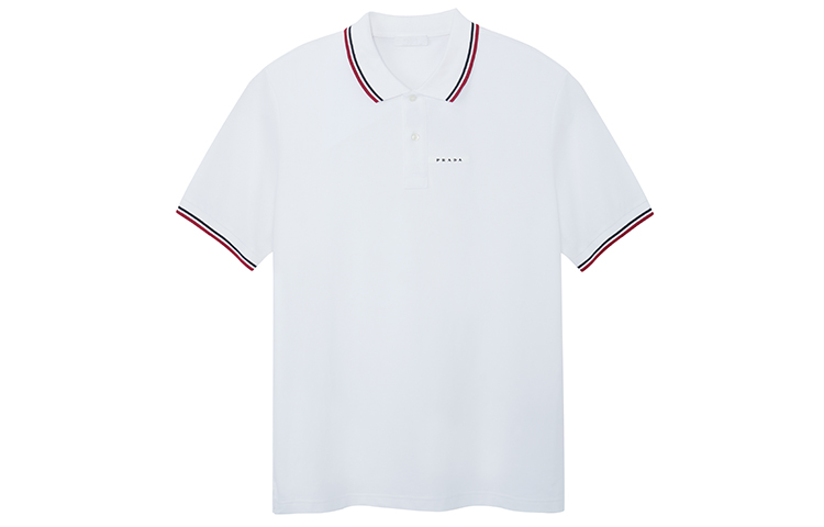 Order 普拉达 条纹标志短袖POLO衫 白色 SJN256-322-F0BA1