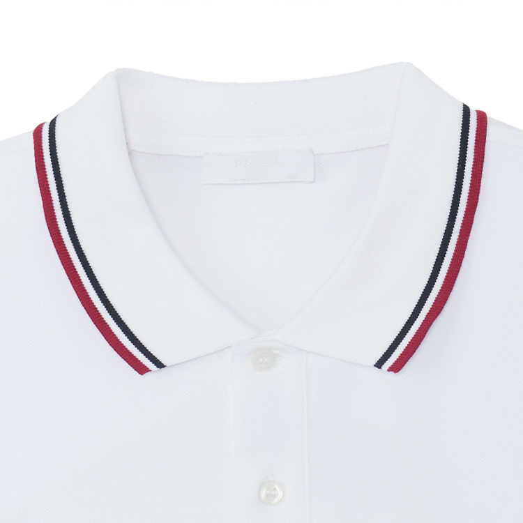 Shop 普拉达 条纹标志短袖POLO衫 白色 SJN256-322-F0BA1