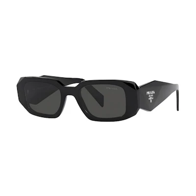 PRADA Stylish Square Sunglasses with Letter Engraving Unisex Black 0PR-17WSF-1AB5S0