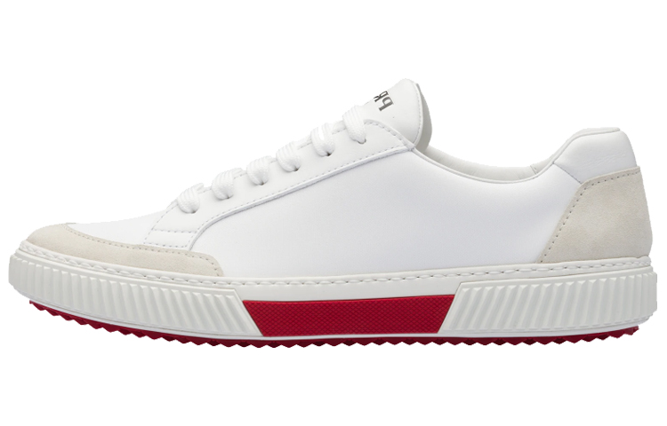 Prada Suede and Nylon Sneakers 'White Red'