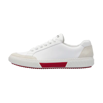 Prada Suede and Nylon Sneakers 'White Red'