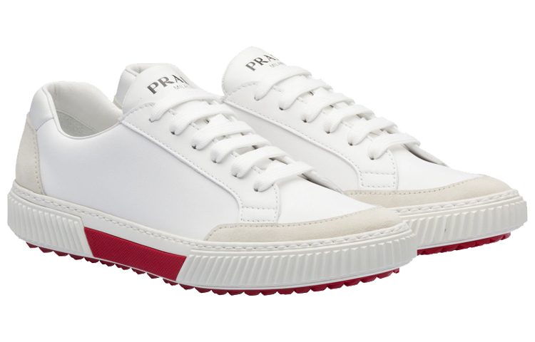 Prada Suede and Nylon Sneakers 'White Red' 圖 2