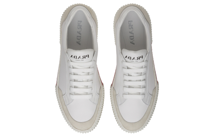 Prada Suede and Nylon Sneakers 'White Red' 圖 3