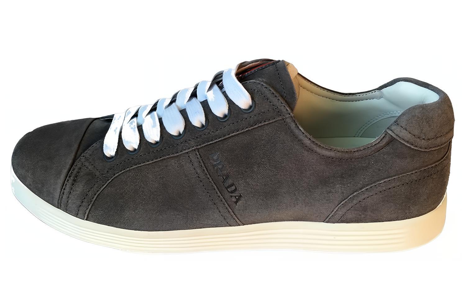 Buy Prada Suede Fashion Sneakers 'Grey Logo' 4E2552_O53_F073E