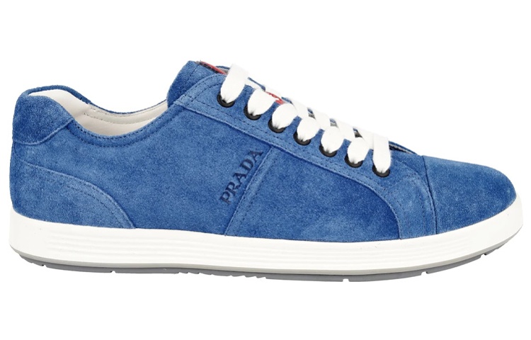 Prada Suede Lace-Up Fashion Sneakers 'Blue' 圖 2