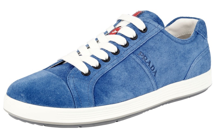 Prada Suede Lace-Up Fashion Sneakers 'Blue' 圖 3