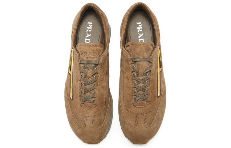 Prada Suede Low-Top Sneakers 'Khaki Brown' 圖 3