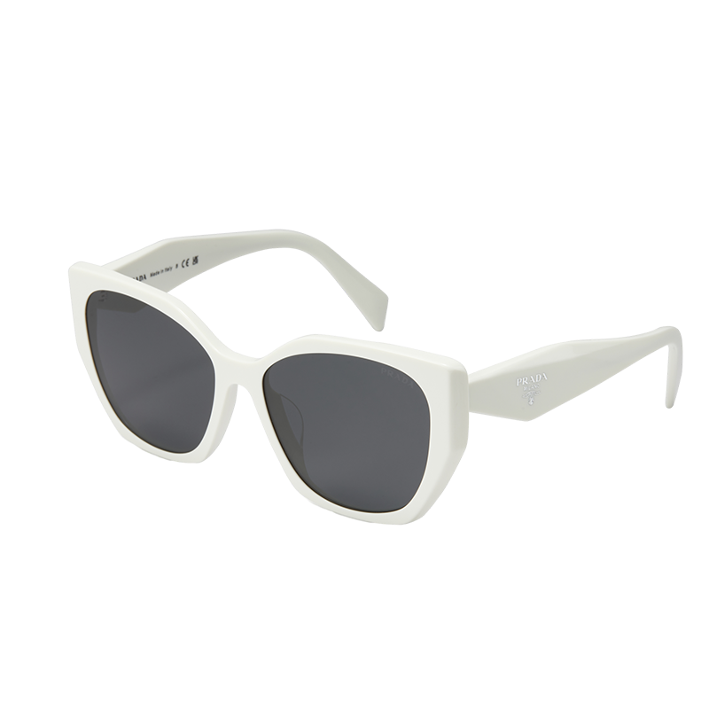 PRADA Sunglasses with Letter Logo, Unisex Irregular Frame in Black/White. 0PR-19ZSF 圖 6