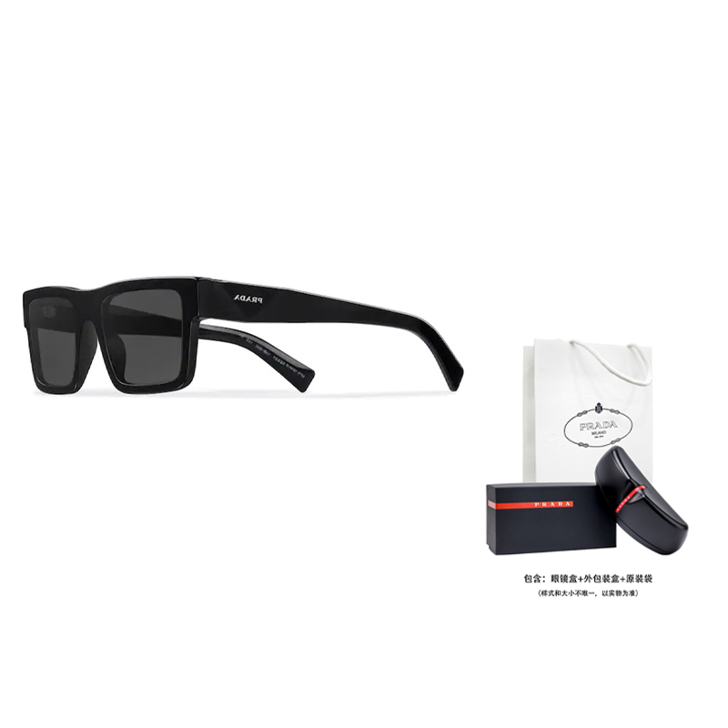 PRADA Symbole Acetate Square Sunglasses Black Gray for Men APR19W-E1AB-F05S0-C-052 圖 6