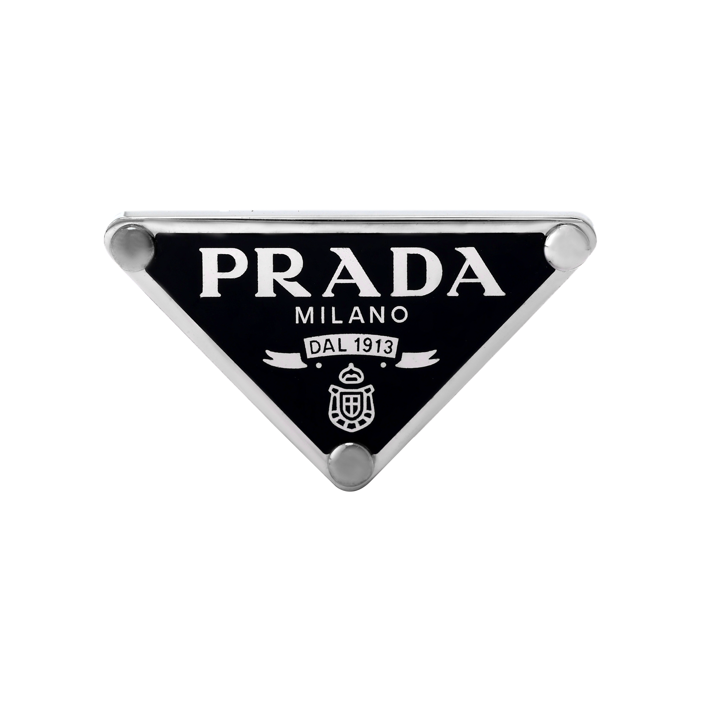 PRADA Symbole Black Triangle Logo 925 Silver Earrings Unisex Couple Design. 1JO722-2DSP-F0002