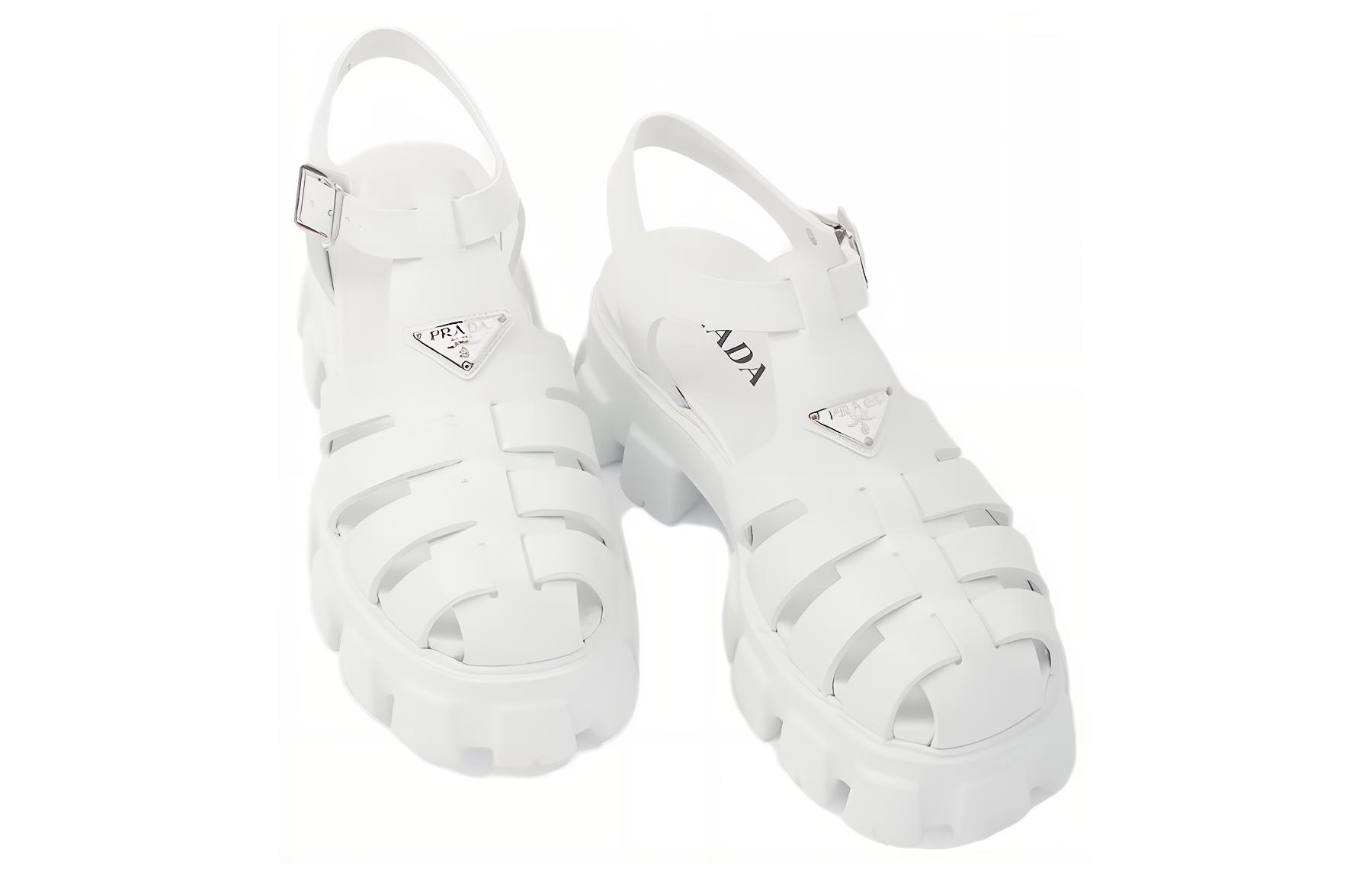 Prada Thick Sole Rubber Fisher Sandals 'White' 圖 3
