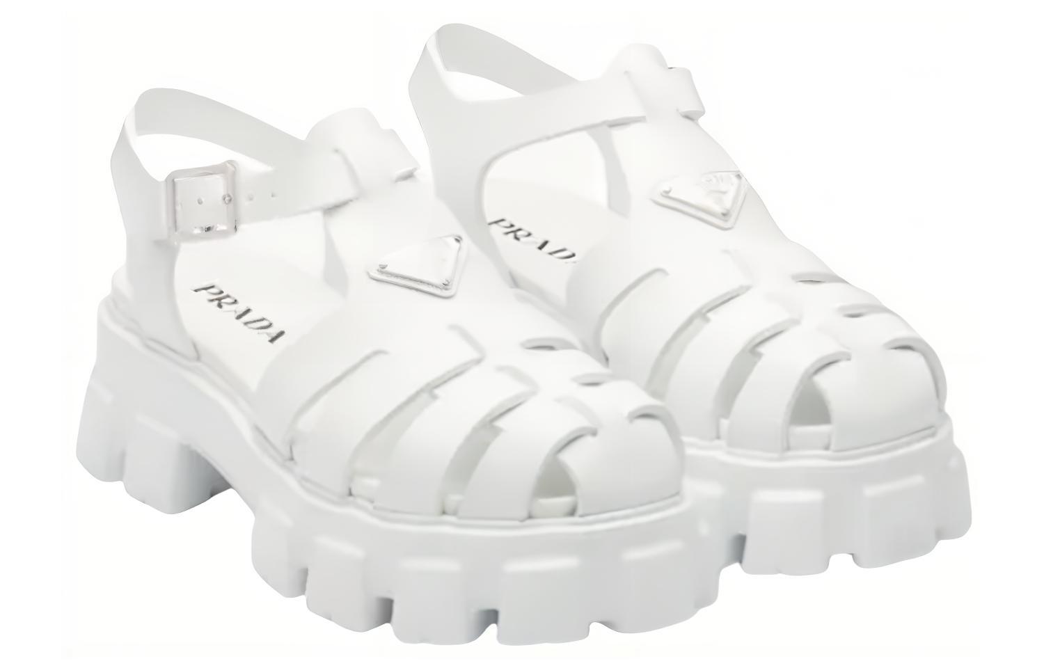 Prada Thick Sole Rubber Fisher Sandals 'White' 圖 4