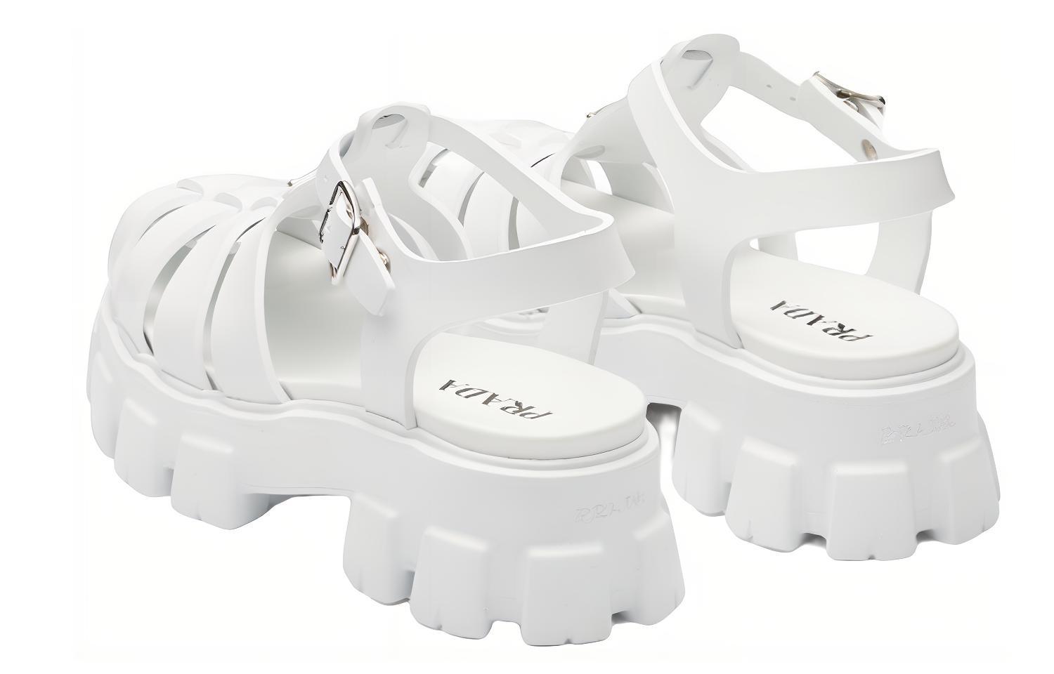 Prada Thick Sole Rubber Fisher Sandals 'White' 圖 5