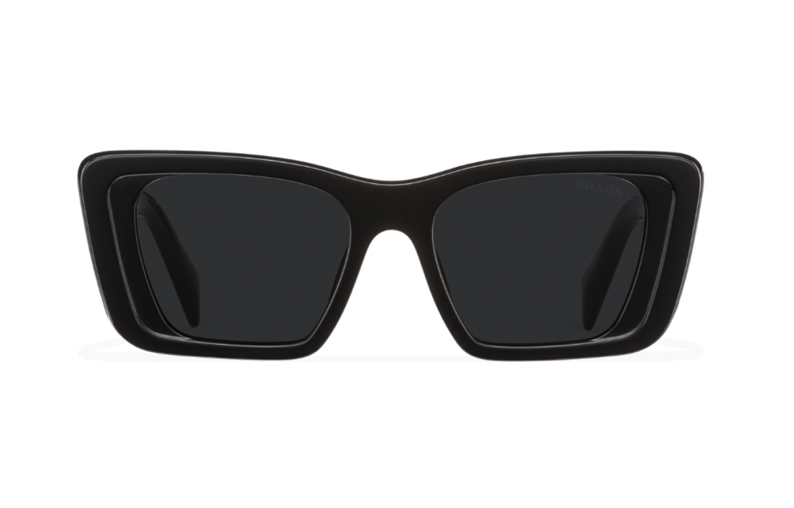 Order PRADA 三角標誌黑色醋酸材質貓眼墨鏡 男女通用 SPR08Y_E1AB_F05S0_C_A051