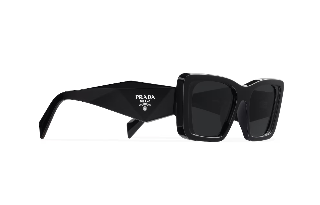 Lookbook PRADA 三角標誌黑色醋酸材質貓眼墨鏡 男女通用 SPR08Y_E1AB_F05S0_C_A051