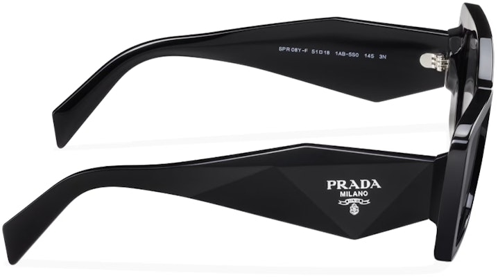 PRADA 三角標誌黑色醋酸材質貓眼墨鏡 男女通用 SPR08Y_E1AB_F05S0_C_A051 Shop PRADA 三角標誌黑色醋酸材質貓眼墨鏡 男女通用 SPR08Y_E1AB_F05S0_C_A051