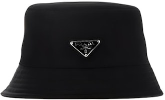 PRADA Triangle Logo Black Nylon Bucket Hat Unisex Couple Style. 1HC1372DMI-F0002 PRADA Triangle Logo Black Nylon Bucket Hat Unisex Couple Style. 1HC1372DMI-F0002