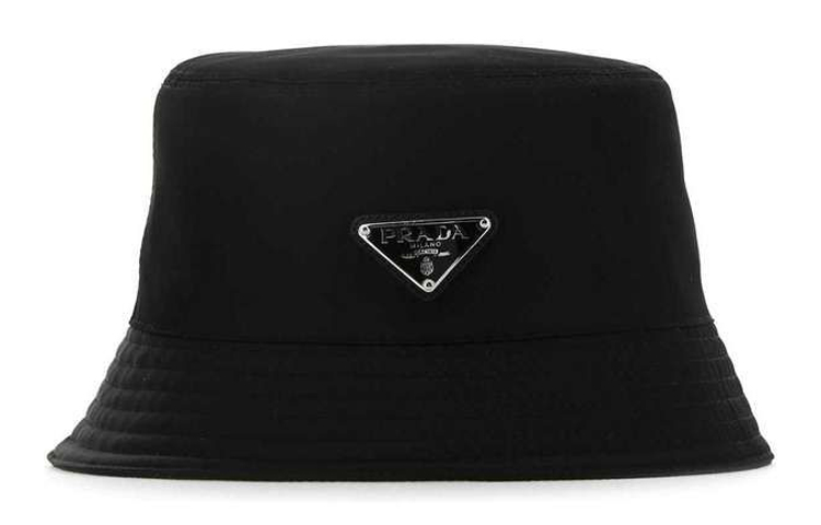 Order Sombrero Tipo Cubo Negro de Nylon PRADA Logo Triángulo Unisex Estilo Pareja. 1HC1372DMI-F0002