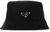 Order Sombrero Tipo Cubo Negro de Nylon PRADA Logo Triángulo Unisex Estilo Pareja. 1HC1372DMI-F0002