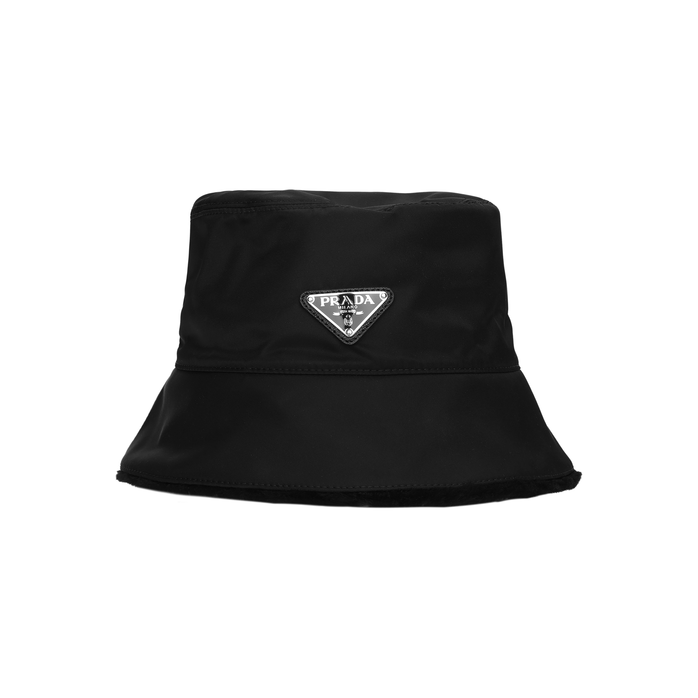 PRADA Triangle Logo Bucket Hat Black - 1HC137K4D-F0002