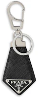 Buy PRADA 三角標誌黑色小牛皮情侶設計鑰匙圈 男女通用 2PP041053-F0002