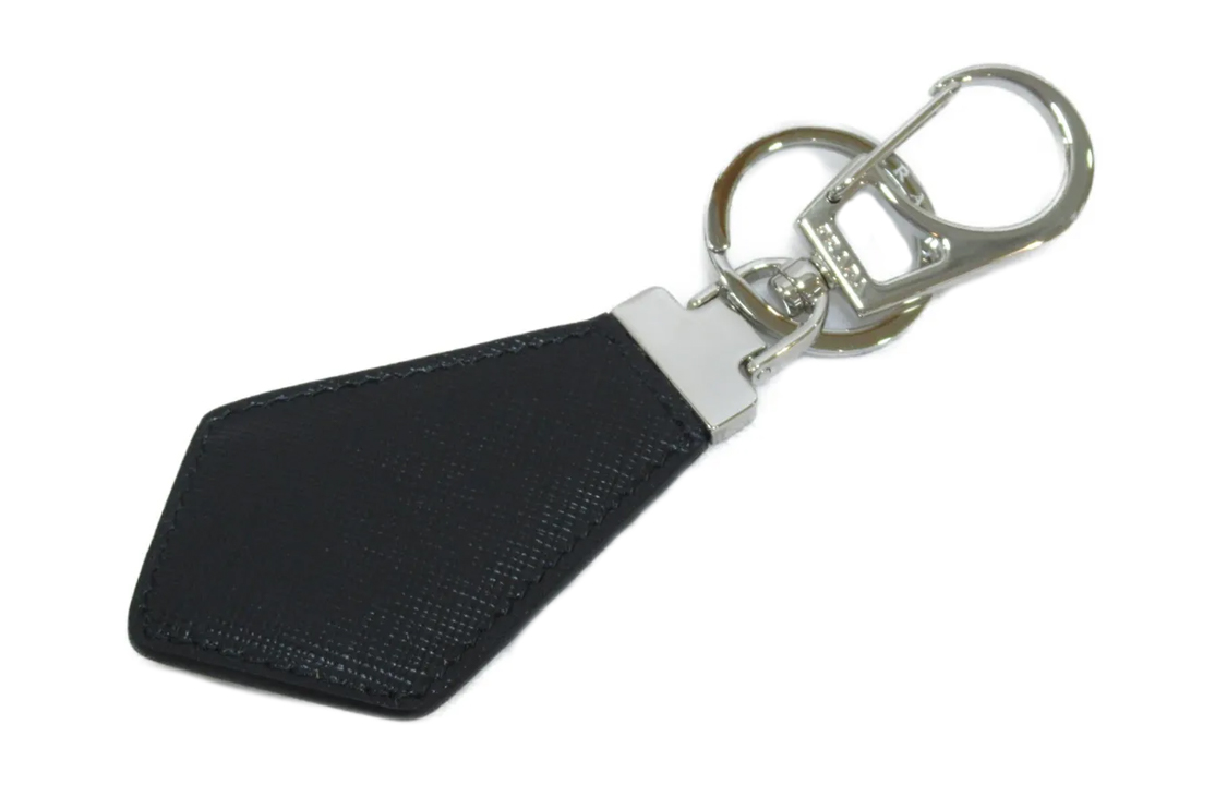 Purchase PRADA Triangle Logo Keychain Black Unisex Calf Leather Couple Design 2PP041053-F0002